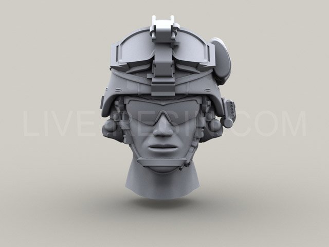 LRE35022 Шлем  армии США ACH-MICH с креплением ночных очков NVG PVS 7-14-15 и зачехленными очками и нашлемным фонарём surefire HL1-A