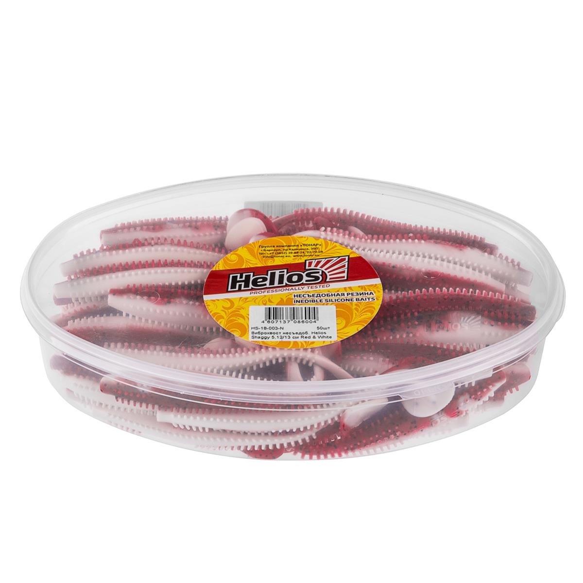 Виброхвост несъедоб. Shaggy 5,12/13 см Red & White 50шт. (HS-18-003-N) Helios( цена указана за упаковку, в количестве 50шт.)