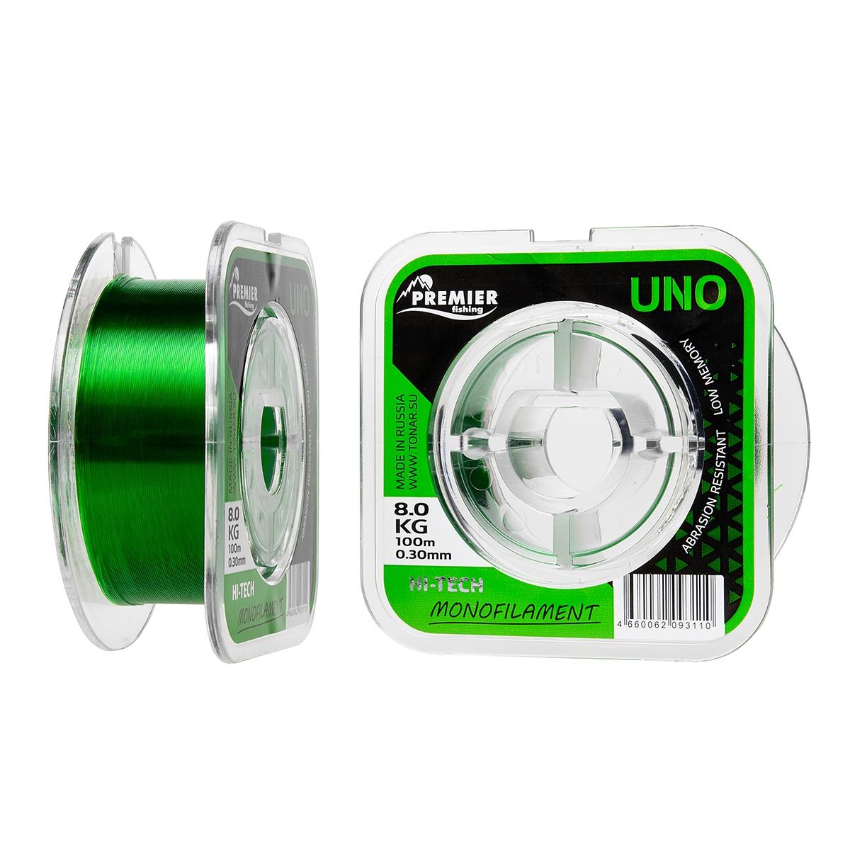 Леска UNO 0,30mm/100m Green Nylon (PR-U-G-030-100) Premier Fishing( цена указана за упаковку, в количестве 5шт.)