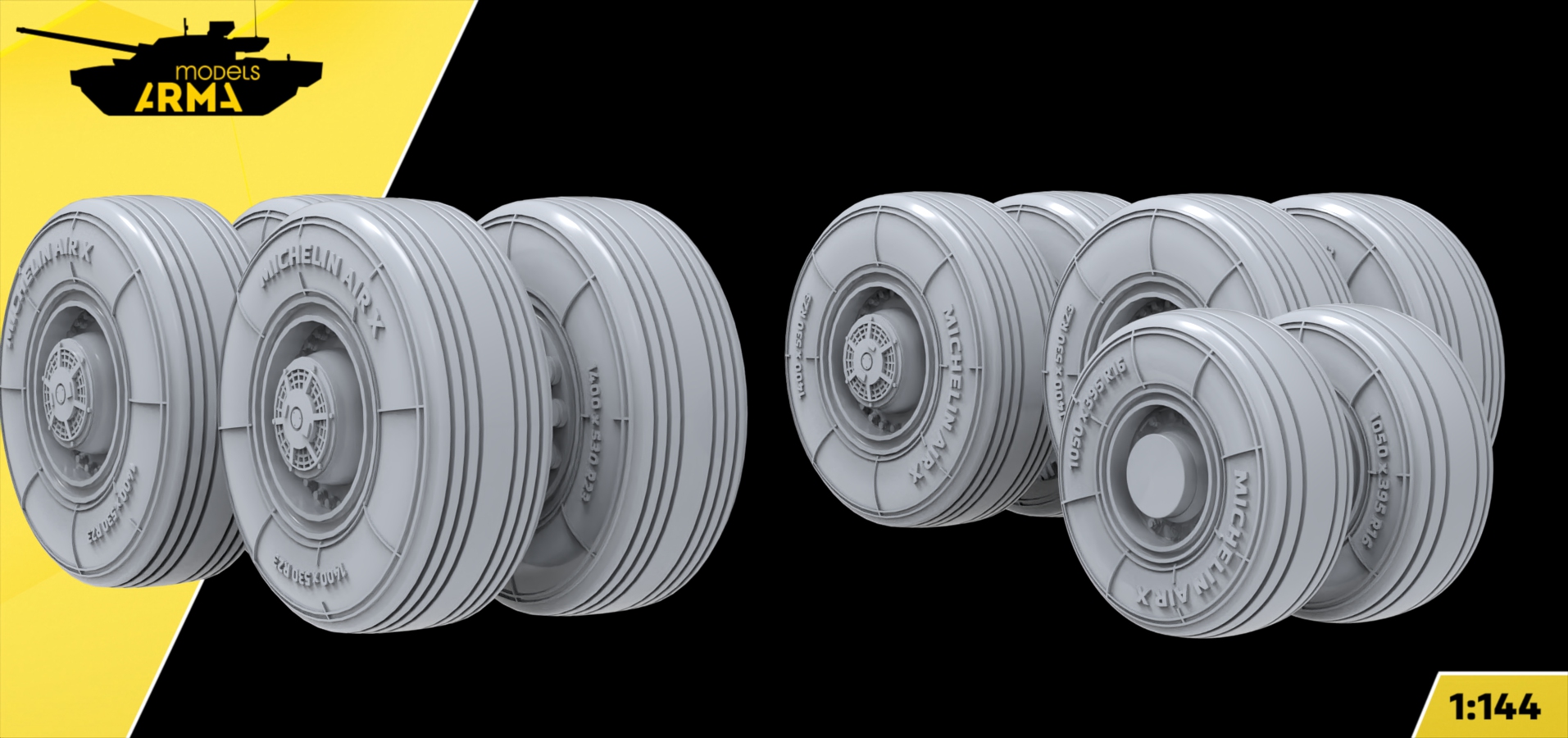 AM144198 Высокодетализированные колеса под нагрузкой для Airbus A330 Arma Models