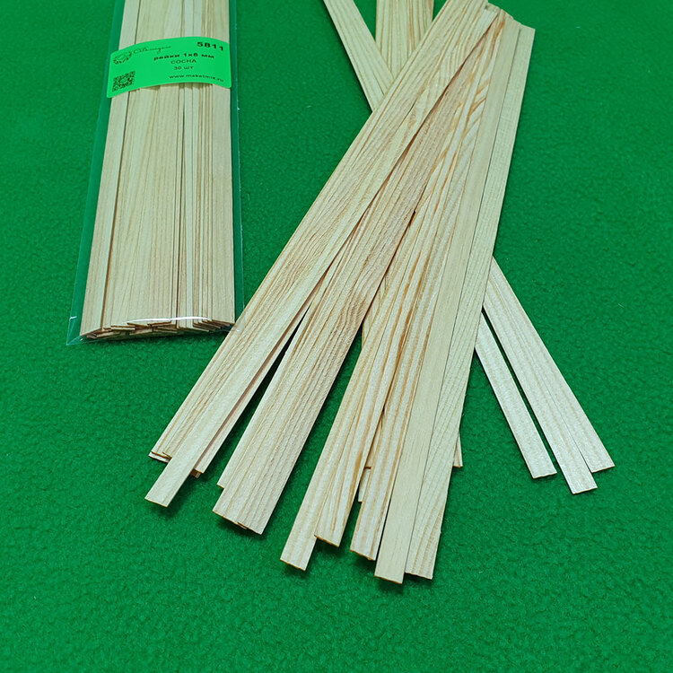 5811 рейки 1х8 мм - длина 300 мм - 30 шт - сосна 5811 рейки 1х8 мм - длина 300 мм - 30 шт - сосна