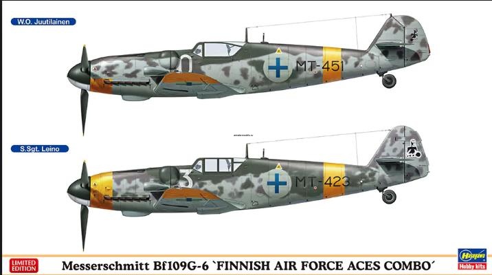 02259 Messerschmitt Bf109G-6 FINNISH AIR FORCE ACES COMBO (Two kits in the box) (HASEGAWA) 1/72 02259 Messerschmitt Bf109G-6 FINNISH AIR FORCE ACES COMBO (Two kits in the box) (HASEGAWA) 1/72