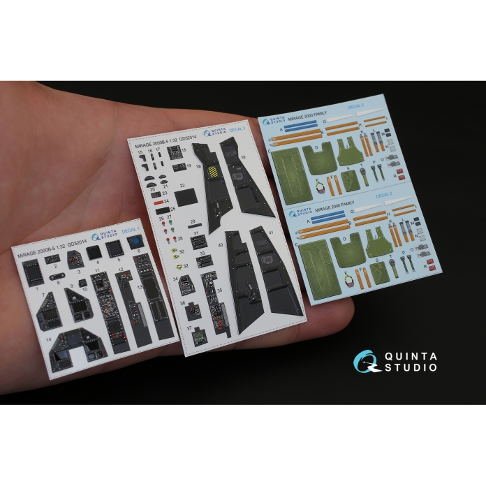 QD32014 1/32 3D Декаль интерьера кабины Mirage 2000B-5 (2000-5BGM Mk2) (для модели Kitty Hawk) Quinta Studio