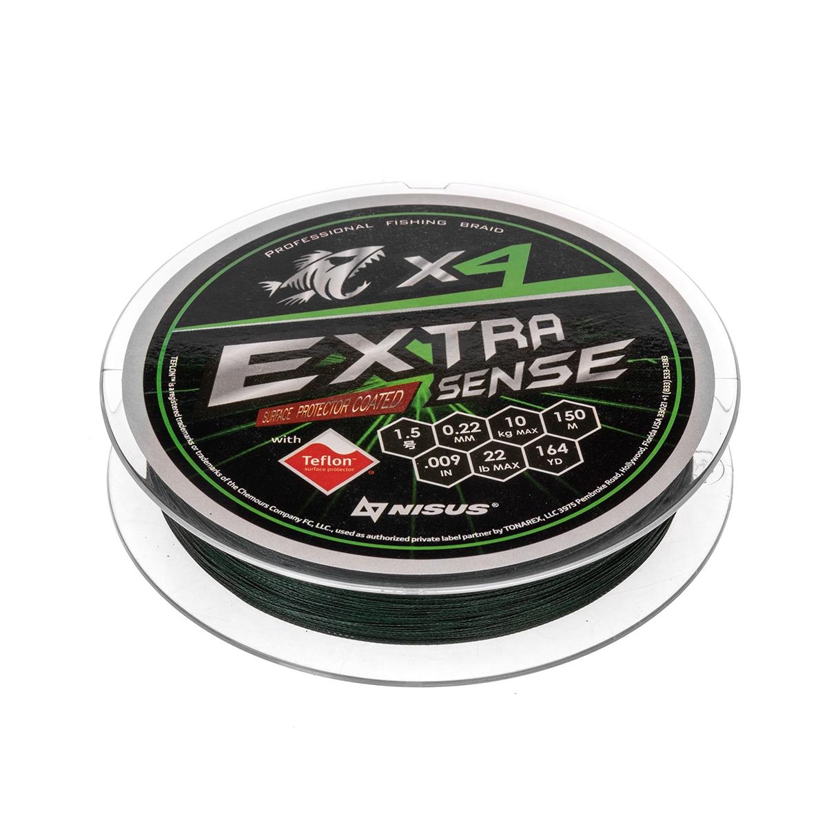 Шнур Extrasense X4 PE Green 150m  1.5/22LB 0.22mm (N-ES-X4-1.5/22LB) NISUS