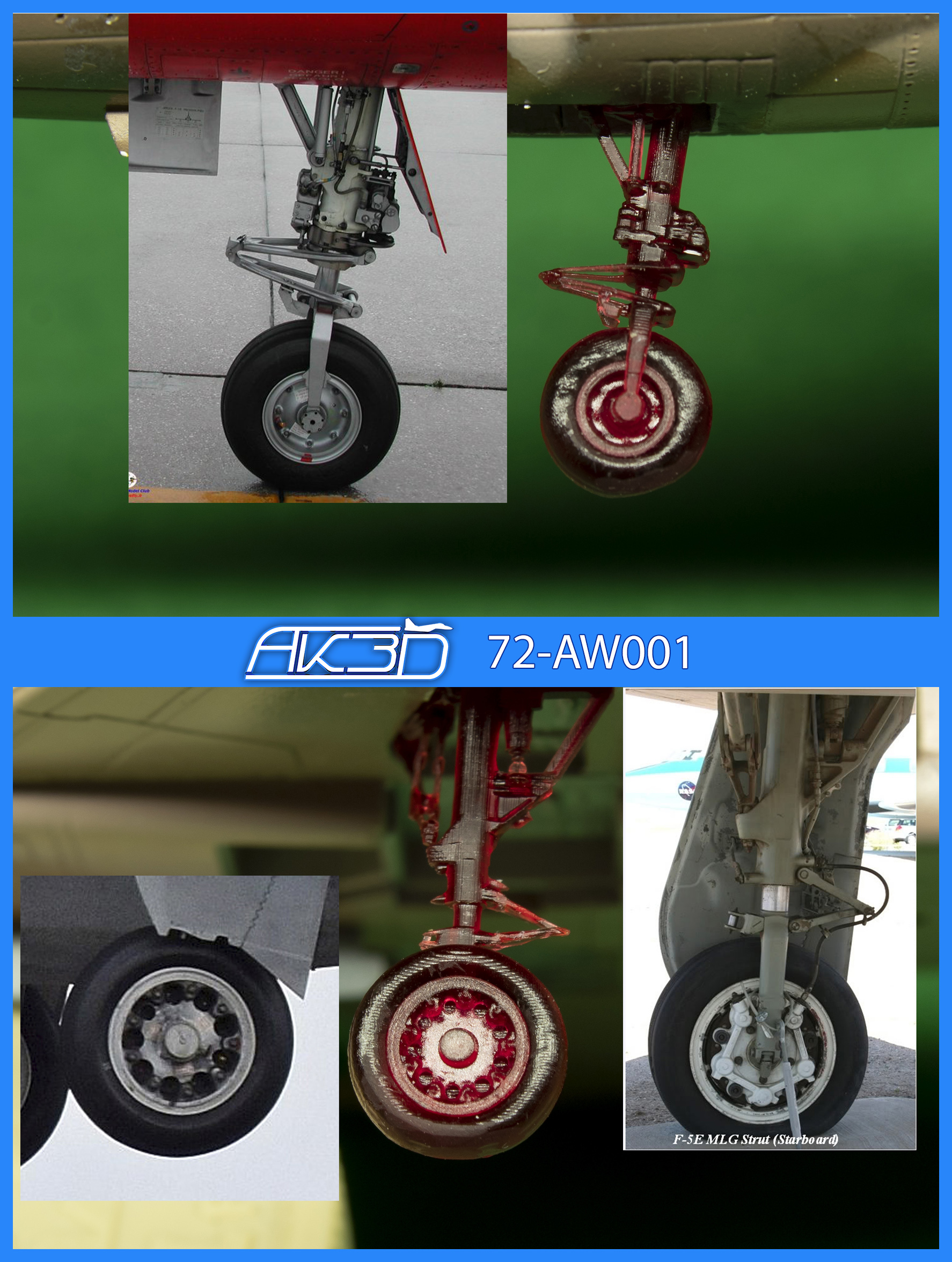72-AW001 Колёса шасси для F-5E/N/F Tiger II; F-20 Tigershark. 1/72