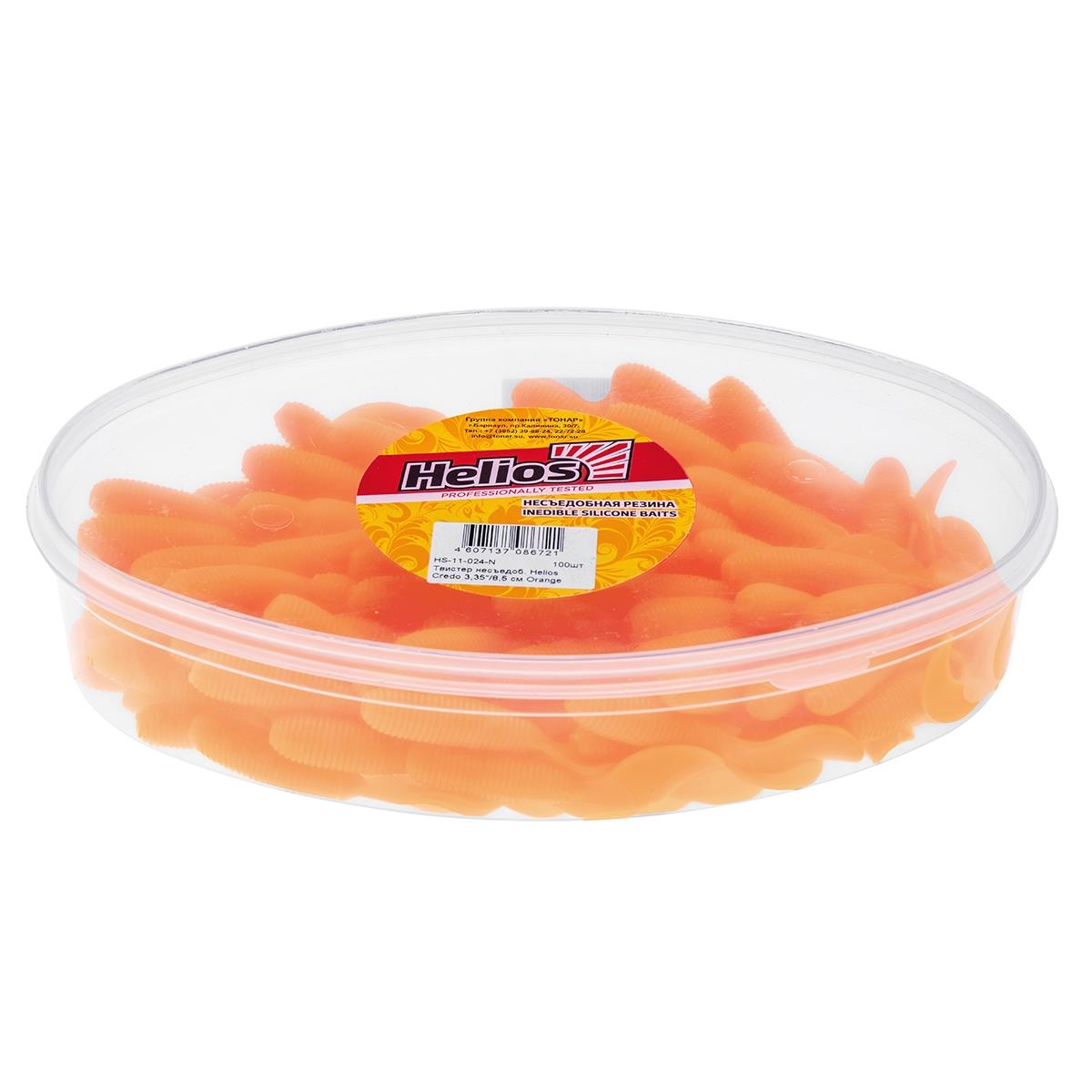 Твистер несъедоб. Credo 3,35''/8,5 см Orange 100шт. (HS-11-024-N) Helios( цена указана за упаковку, в количестве 100шт.)