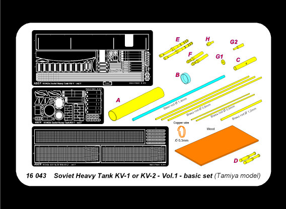 ABR-16-043  Дополнения для  Russian Heavy Tank KV-1 or KV-2, Vol.1 – basic set для Tamiya 1/16