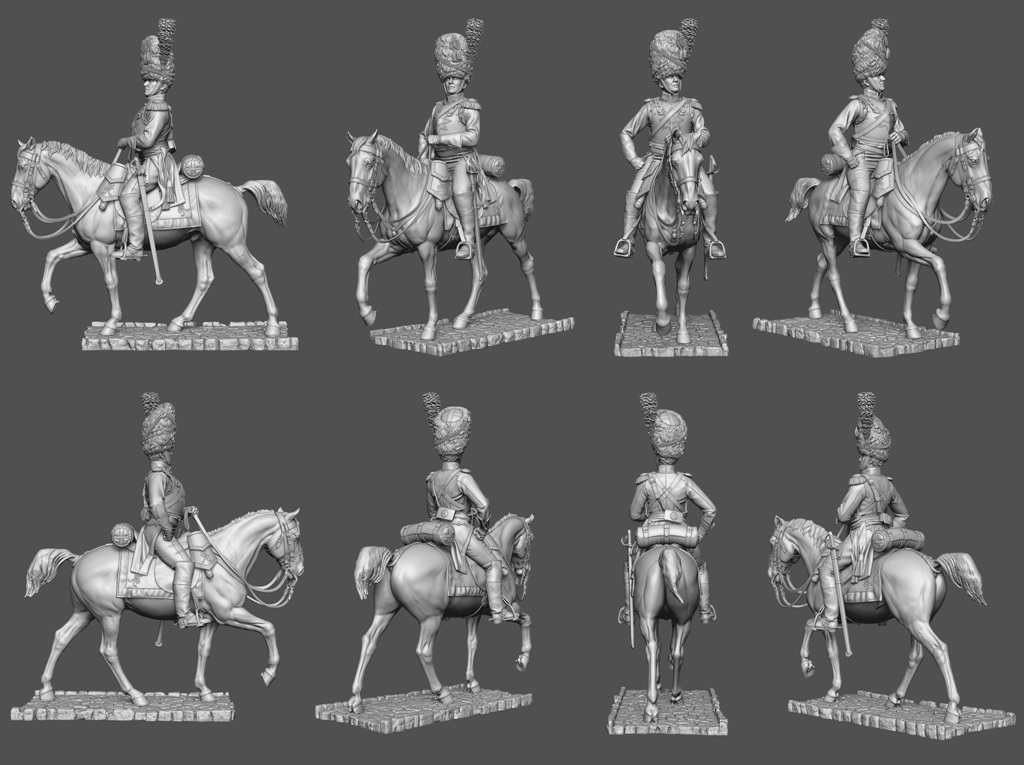 CHM-75078. Офицер гвардейских конных гренадеров, Вюртемберг 1809-14 гг. 75 мм. Материал - смола. Chronos Miniatures