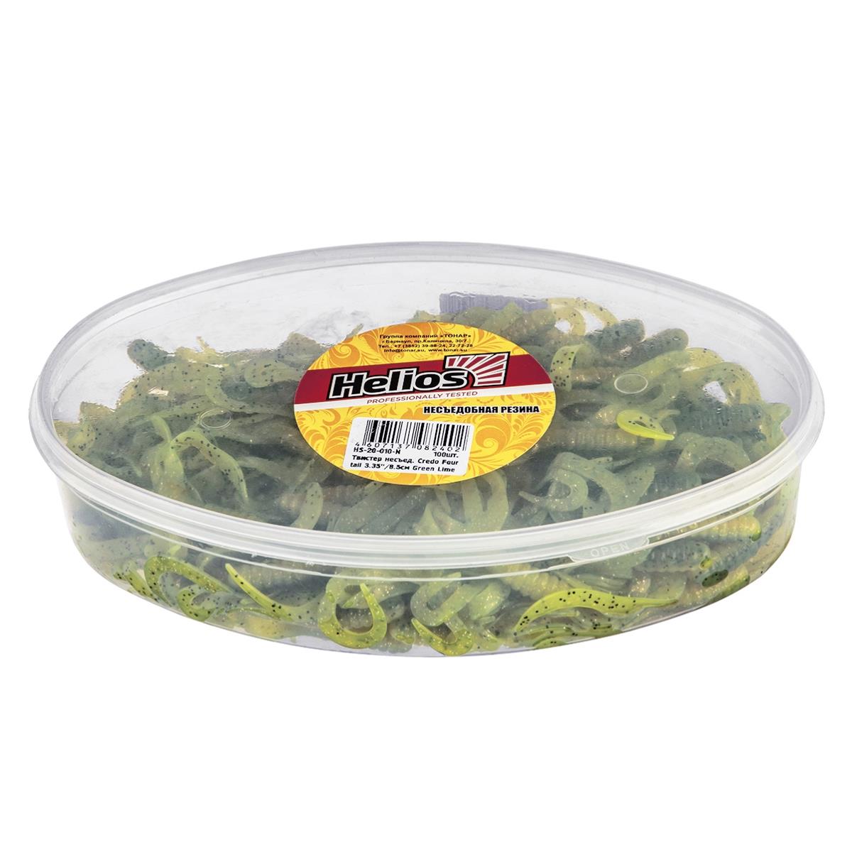 Твистер несъедоб. Credo Four tail 3,35''/8,5 см Green Lime 100шт. (HS-20-010-N) Helios( цена указана за упаковку, в количестве 100шт.)