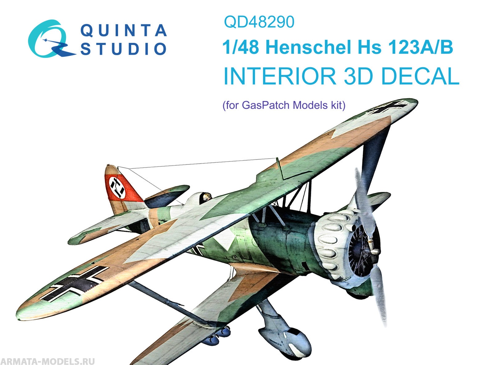 QD48290 3D Декаль интерьера кабины Henschel Hs 123A/B (GasPatch models)