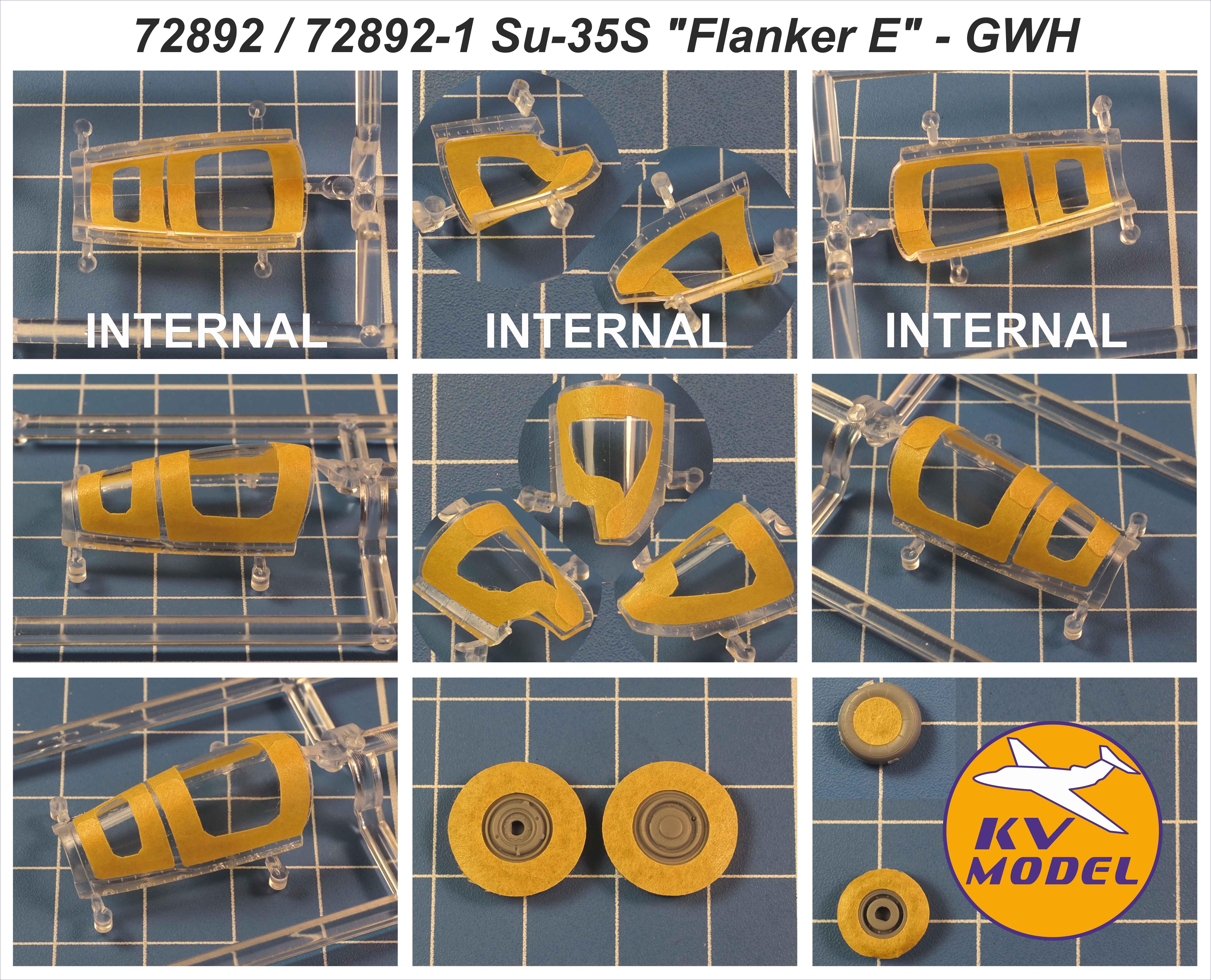 72892-1KV Окрасочная маска Су-35С "Flanker E" (GWH #L7207, #L7210, #S7206) - (двусторонние маски) + маски на диски и колеса