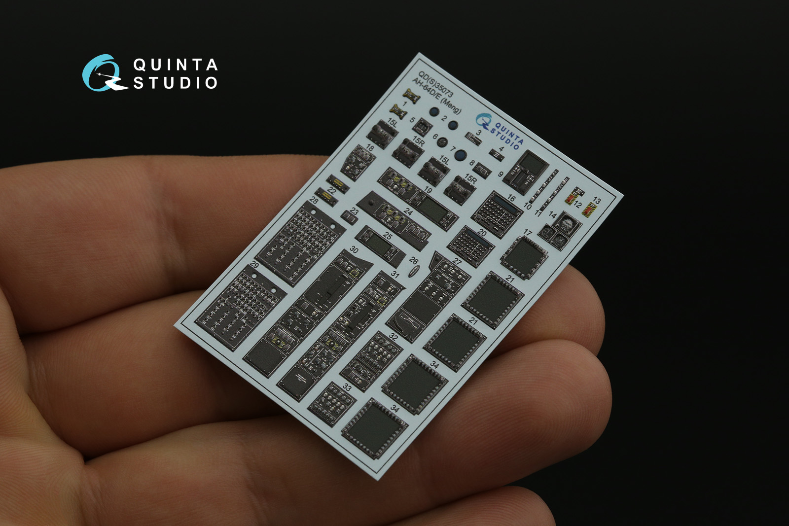 QDS-35073 3D Декаль интерьера кабины AH-64D/E (Meng) (Малая версия)