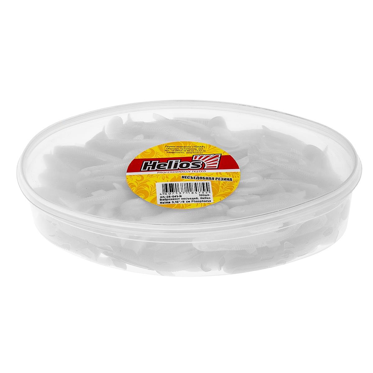 Виброхвост несъедоб. Nelma 3,15''/8 см Phosphorus 100шт. (HS-26-041-N) Helios( цена указана за упаковку, в количестве 100шт.)