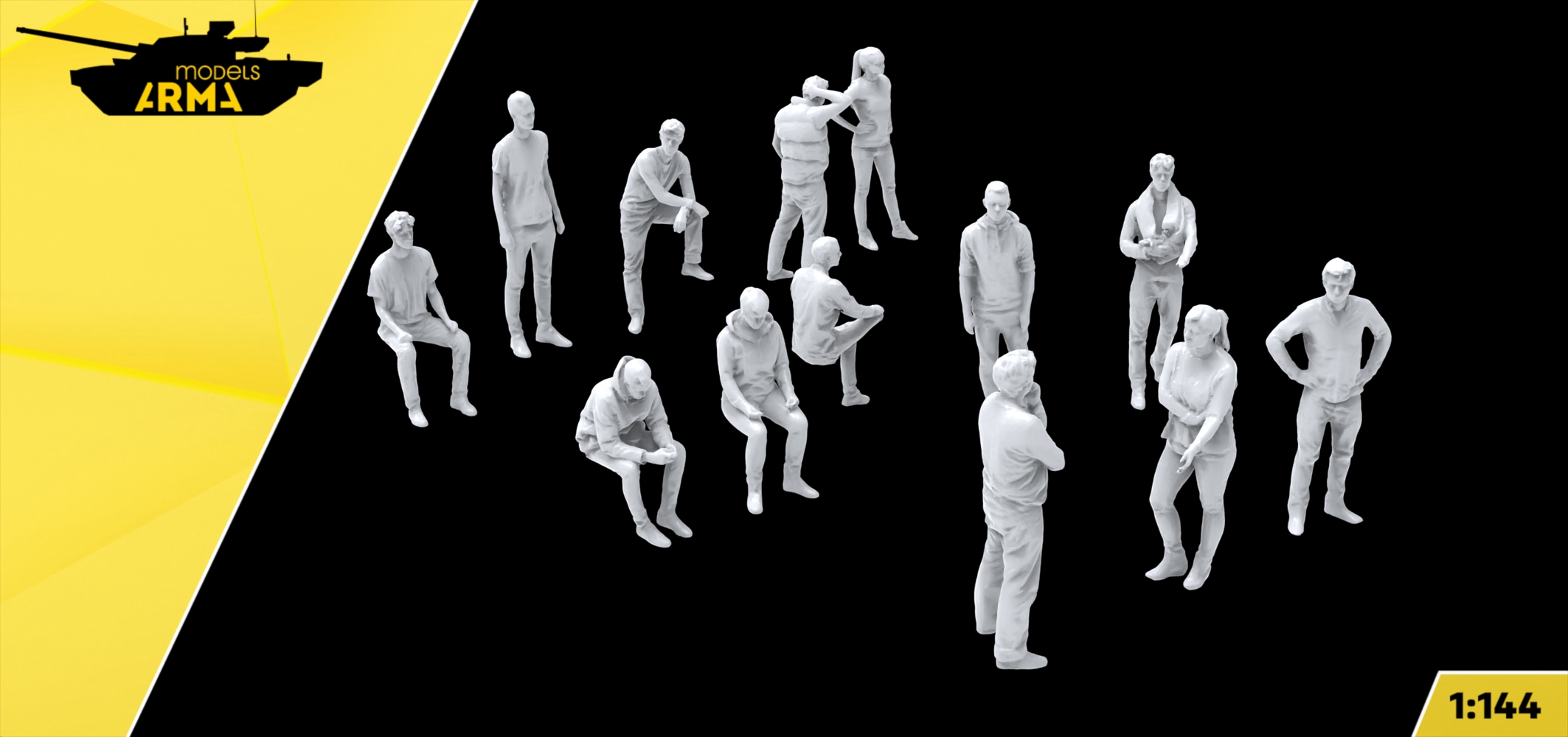 AM144199 Набор фигур Пассажиры в зале ожидания 13 фигур Arma Models
