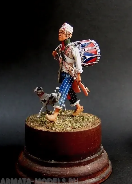 CHM-54177(M). Мальчик-барабанщик, Франция 1792-1800 гг. 54 мм. Материал - белый металл. Chronos Miniatures