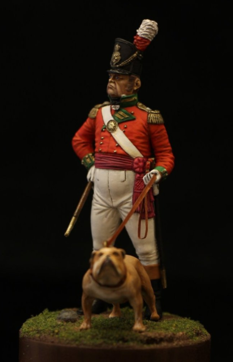 VD-54013(M). Британский пехотный офицер с бульдогом, 1812-14 гг. 54 мм. Материал - белый металл. Chronos Miniatures