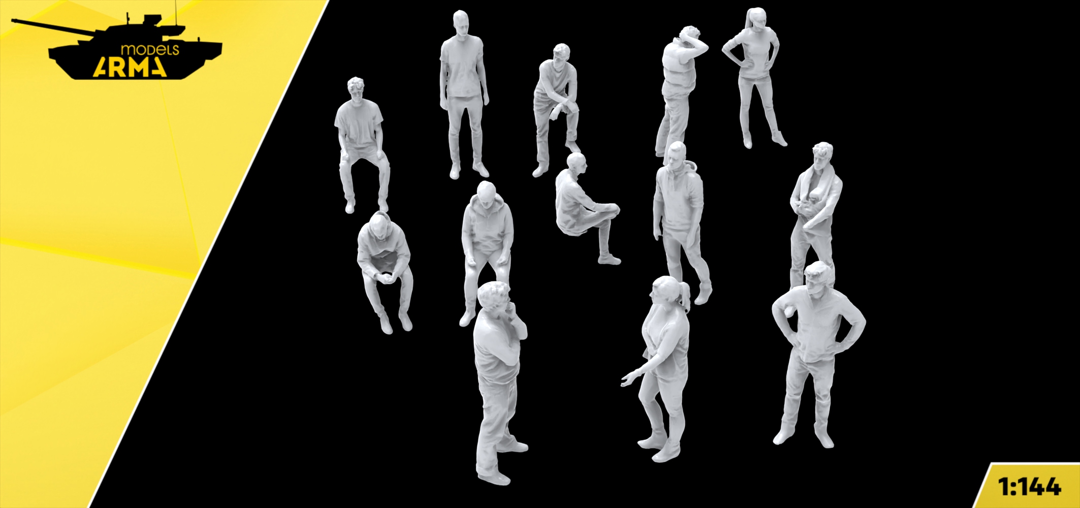 AM144199 Набор фигур Пассажиры в зале ожидания 13 фигур Arma Models