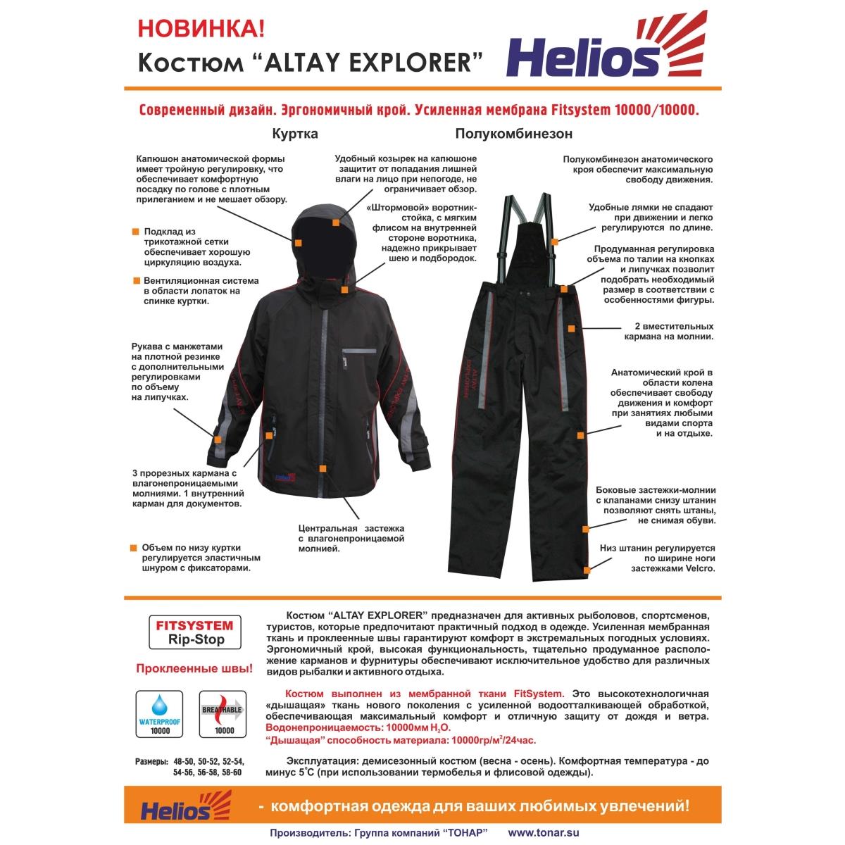 Костюм демисезонный Altay Explorer Fitsystem, цв.черный р.52-54 176 Helios