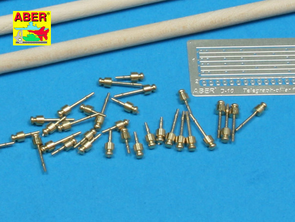 ABR-35-D-10  Дополнения для  Telegraph-pillar set for 2 cross bar with 16 insulators each  для  1/35 ABR-35-D-10  Дополнения для  Telegraph-pillar set for 2 cross bar with 16 insulators each  для  1/35