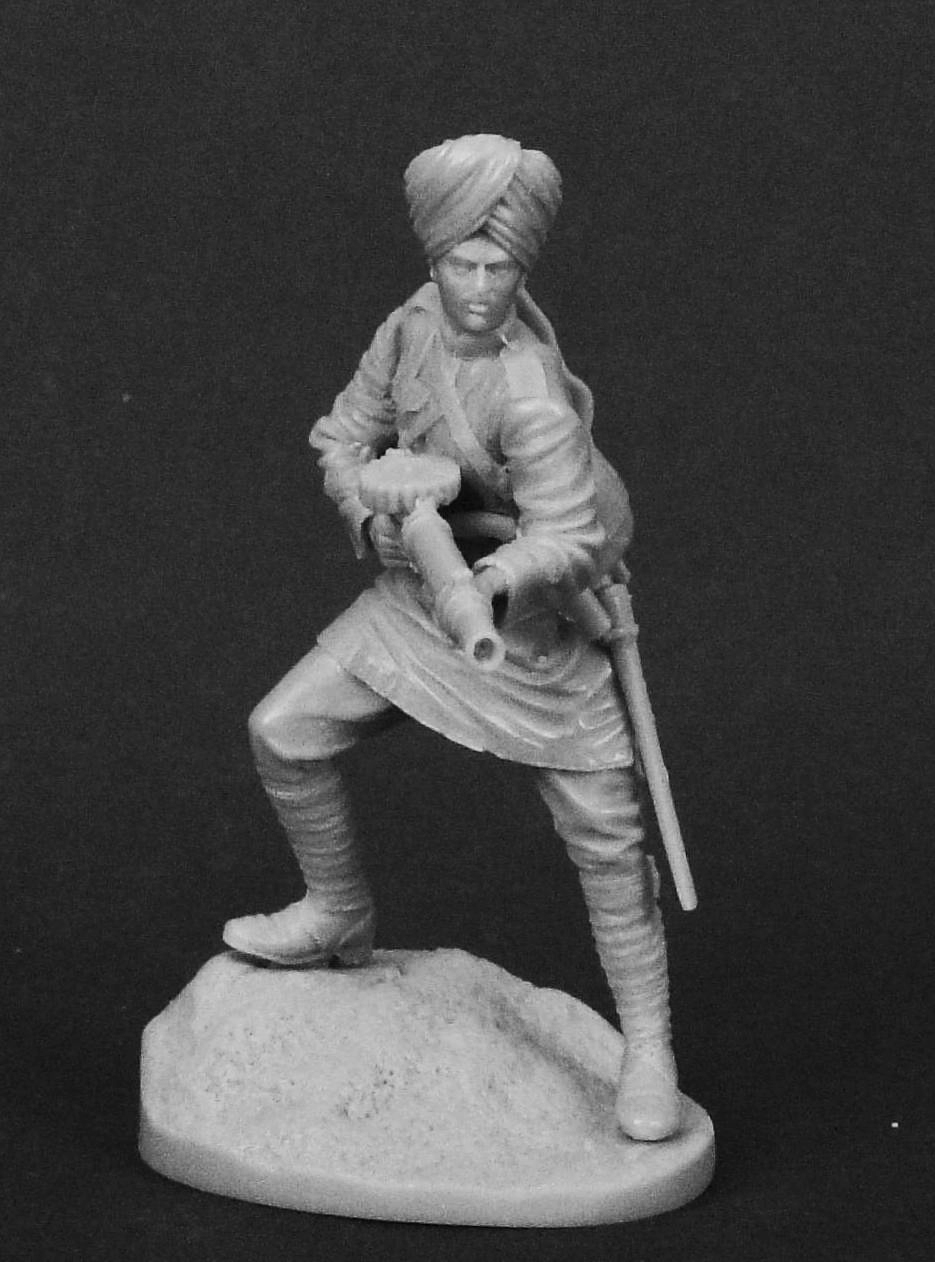 CHM-54015(М). Сержант индийского пехотного полка с пулеметом Lewis, 1916-18 гг. Материал - белый металл. Chronos Miniatures