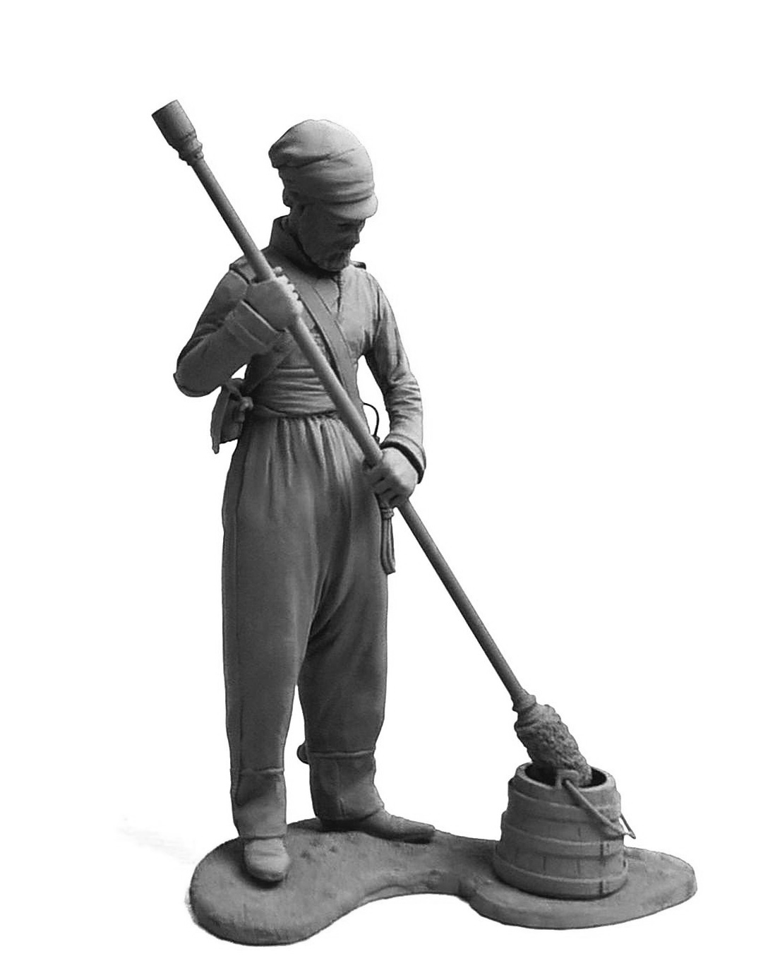 CHM-54333(M). Канонир (№1) орудийного расчета 6-фунтовой пушки конно-артиллерийских рот Донского казачьего войска, Россия 1809-16 гг. Материал - белый металл. Chronos Miniatures