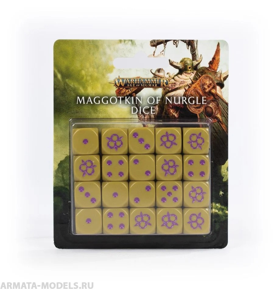 83-95GW Набор кубиков Червородия Нургла (Maggotkin of Nurgle Dice) 83-95GW Набор кубиков Червородия Нургла (Maggotkin of Nurgle Dice)