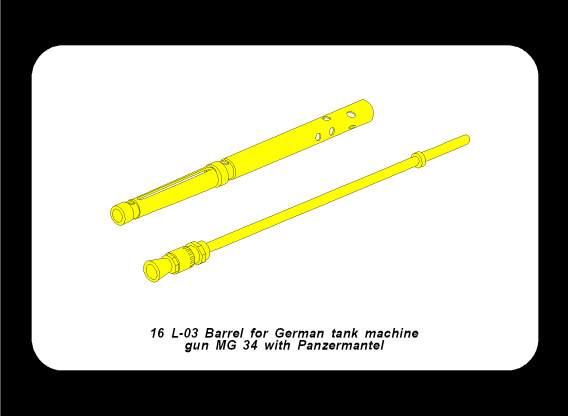 ABR-16-L-03  Дополнения для  Turned barrel for German tank machine gun MG34 для любых моделей 1/16 ABR-16-L-03  Дополнения для  Turned barrel for German tank machine gun MG34 для любых моделей 1/16
