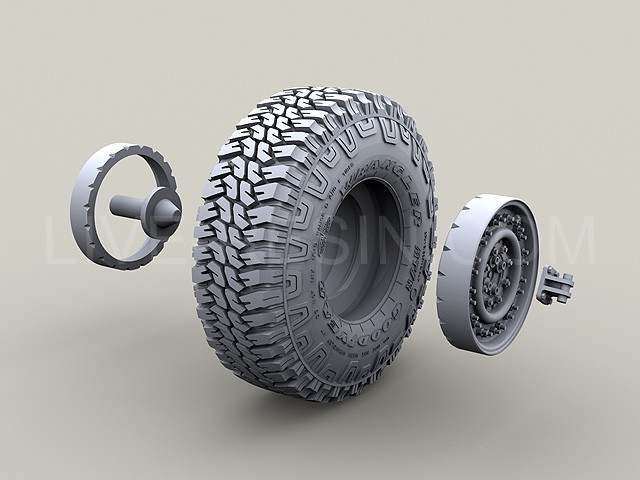 LRE35153 Набор покрышек и колёс Wrangler/Good Year 37 MT/R. Совместимы с HMMWV и GMV от всех производителей. Набор содержит - 5 колёс, в общей сложности 25 деталей