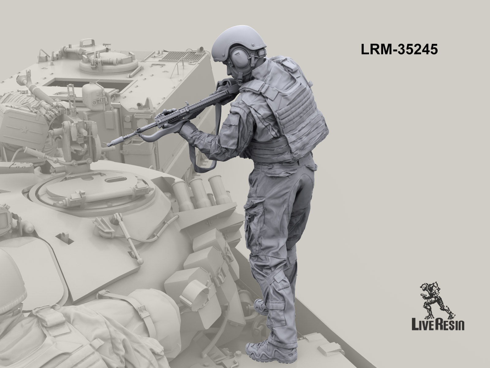 LRM35245 Современный Российский танкист - ведет огонь из за башни танка (Не для свободной продажи) 