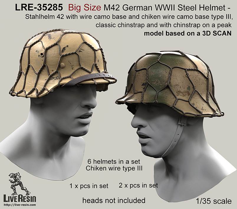 LRE35285 Стальной немецкий шлем периода Второй Мировой войны M42 - Stahlhelm 42 большого размера с проволочным камуфляжем и проволочной камуфляжной сеткой тип 3. LRE35285 Стальной немецкий шлем периода Второй Мировой войны M42 - Stahlhelm 42 большого размера с проволочным камуфляжем и проволочной камуфляжной сеткой тип 3.
