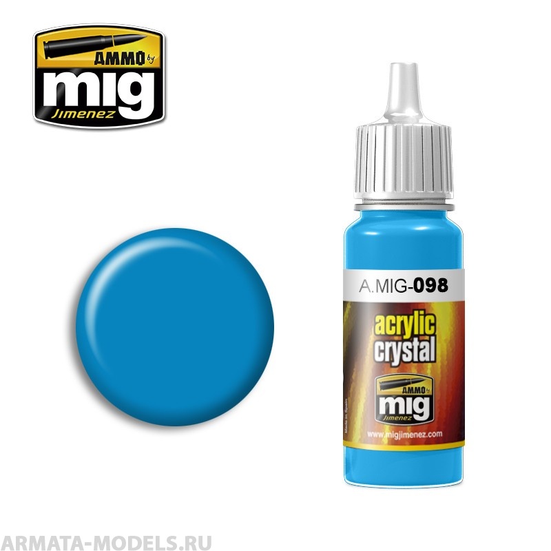 AMIG0098 Ammo Mig Акриловая краска CRYSTAL LIGHT BLUE 17 мл AMIG0098 Ammo Mig Акриловая краска CRYSTAL LIGHT BLUE 17 мл