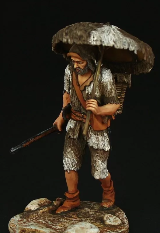 CHM-54088(M). Робинзон Крузо: Следы на песке, 1659-87 гг. 54 мм. Материал - белый металл. Chronos Miniatures