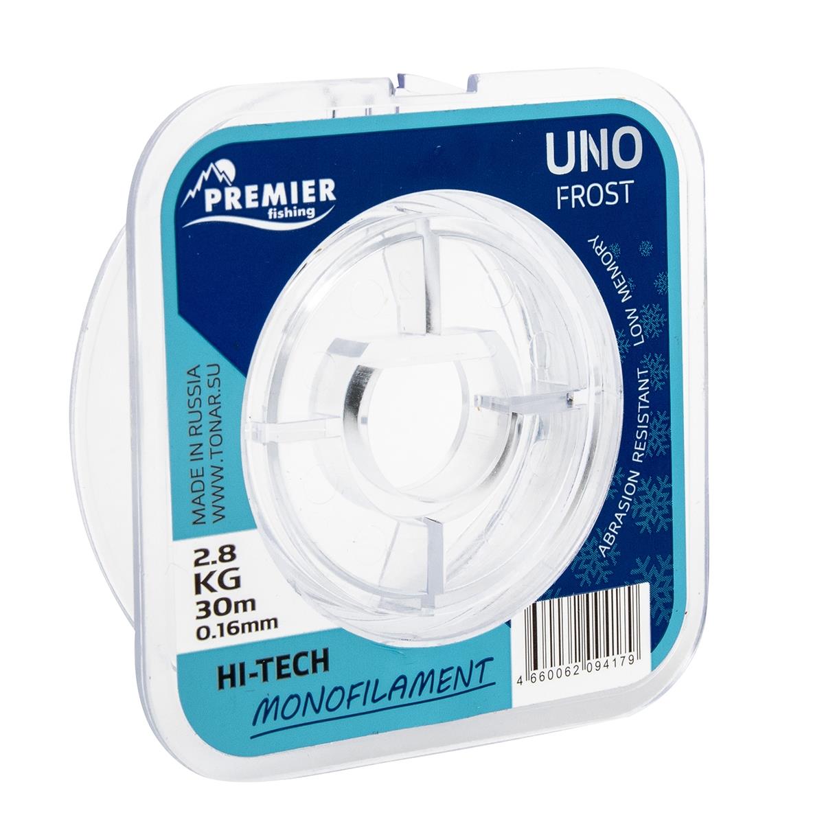 Леска UNO FROST 0,16mm/30m Clear Nylon PREMIER fishing (PR-UF-T-016-30)( цена указана за упаковку, в количестве 5шт.)