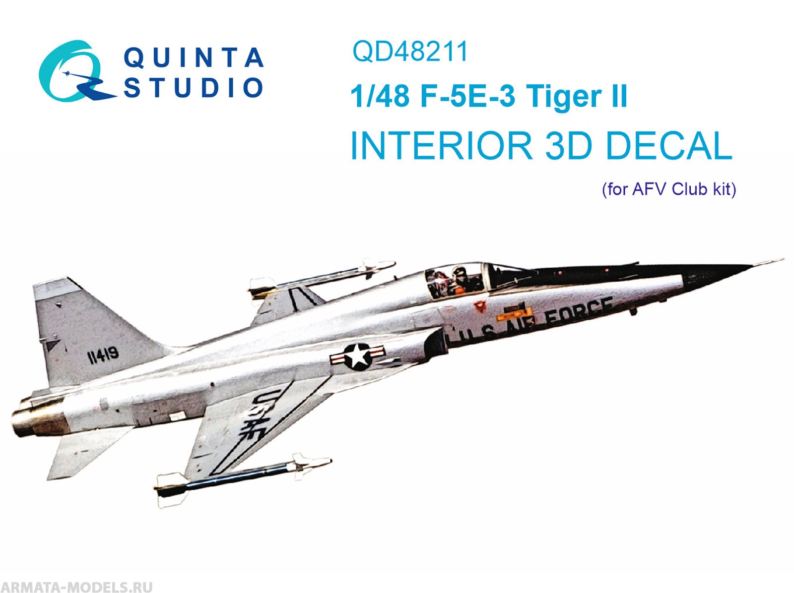 QD48211 3D Декаль интерьера кабины F-5E-3 Tiger II (AFV Club)