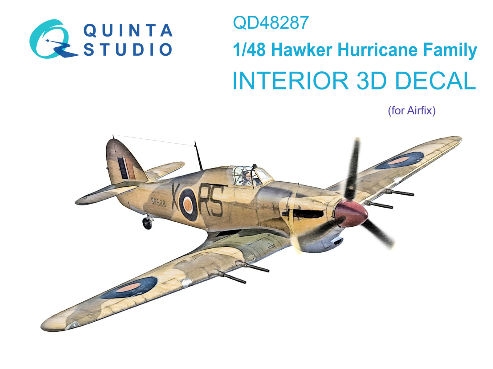 QD48287 3D Декаль интерьера кабины семейства Hawker Hurricane (Airfix)