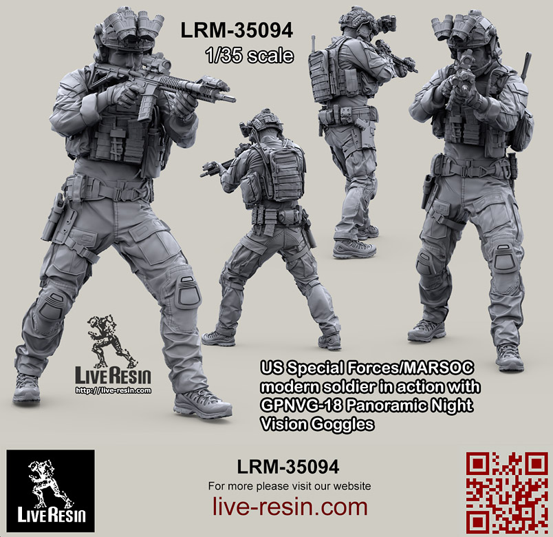 LRM35094 Боец СОФ/МАРСОК  в панорамных очках ночного видения - 5 Live Resin