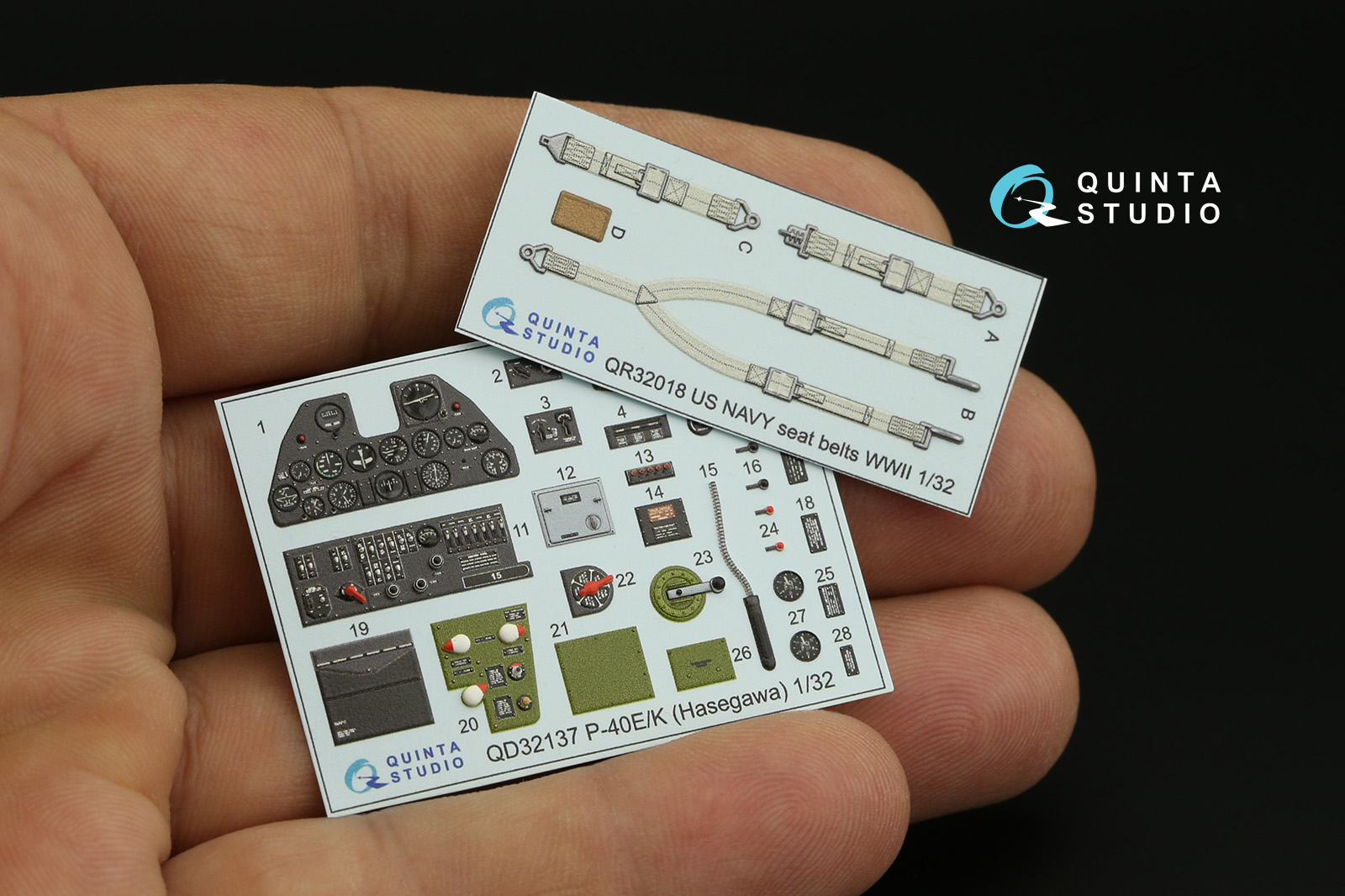 QD32137 3D Декаль интерьера кабины P-40E/K (Hasegawa)