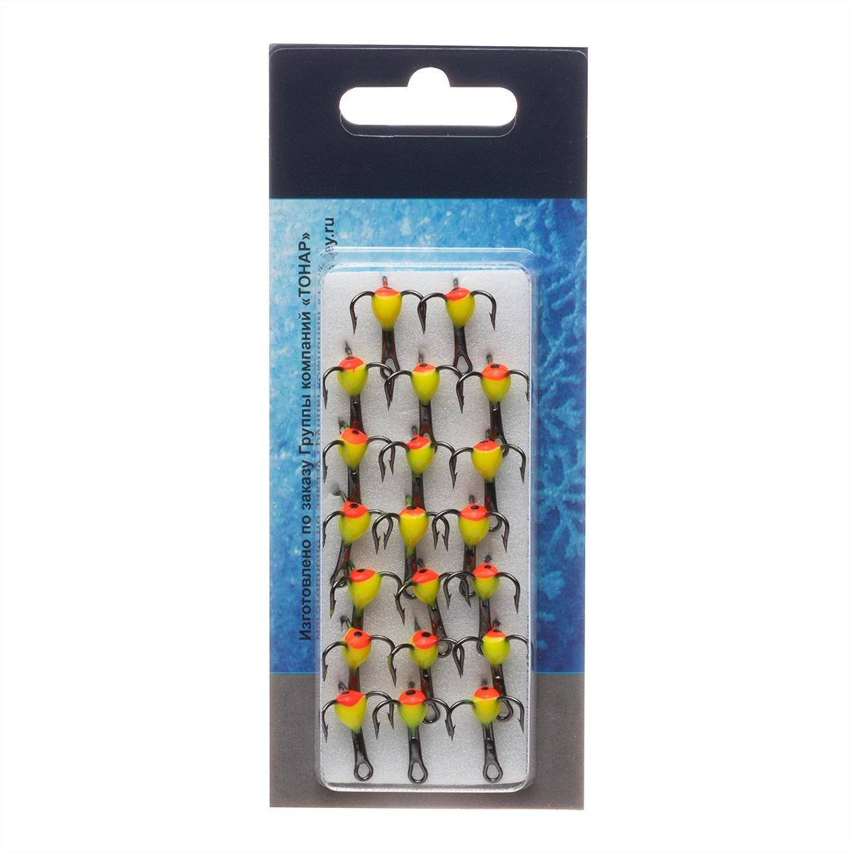 Тройник фосфорный с глазом желтый №8 Premier Fishing( цена указана за упаковку, в количестве 20шт.)