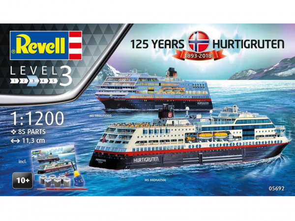 05692 Подарочны набор 125 лет Hurtigruten TROLLFJORD & MIDNATSOL Revell