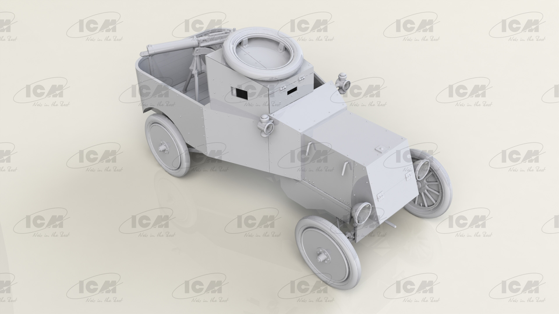 35670 Бронеавтомобиль Model T RNAS с британским танковым с экипажем I МВ ICM 35670 Бронеавтомобиль Model T RNAS с британским танковым с экипажем I МВ ICM