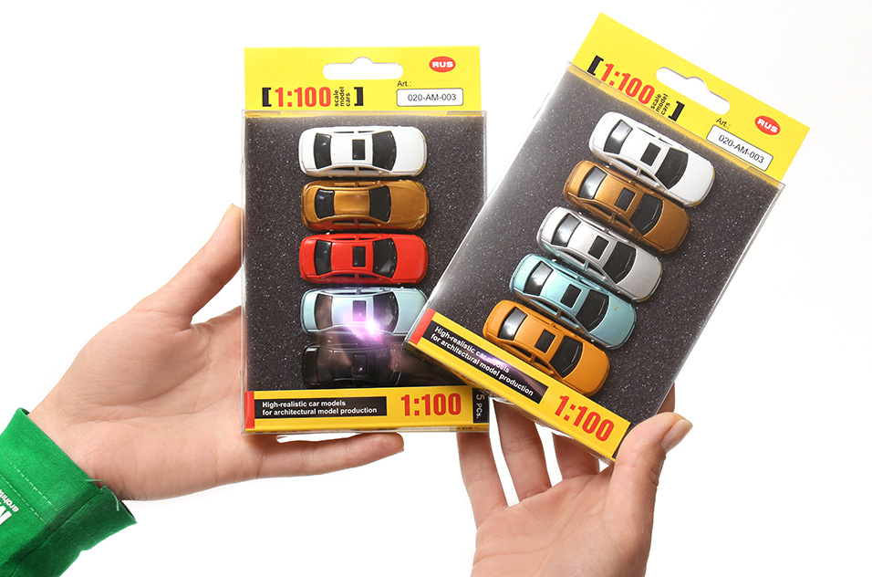 020AM003  Модели авто. М1:100. Цветные. Набор 5 шт.