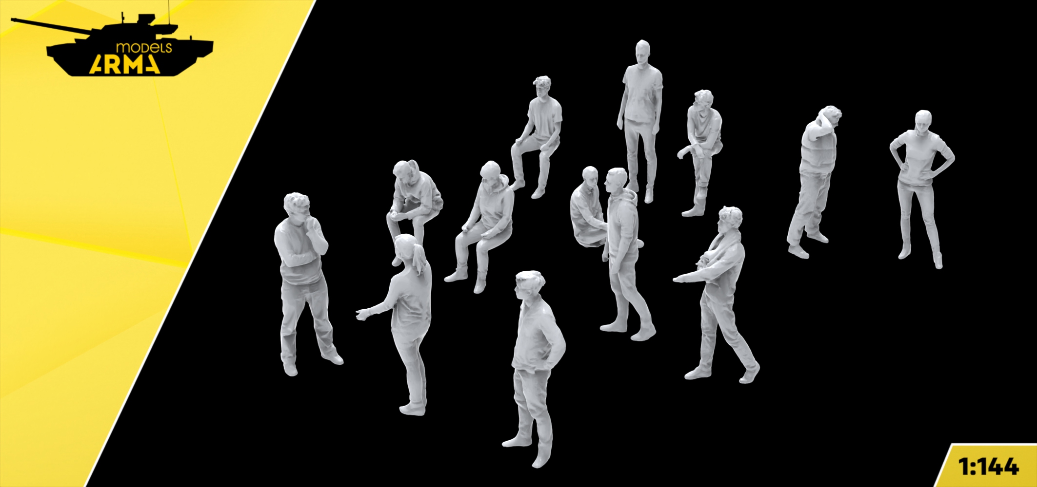 AM144199 Набор фигур Пассажиры в зале ожидания 13 фигур Arma Models
