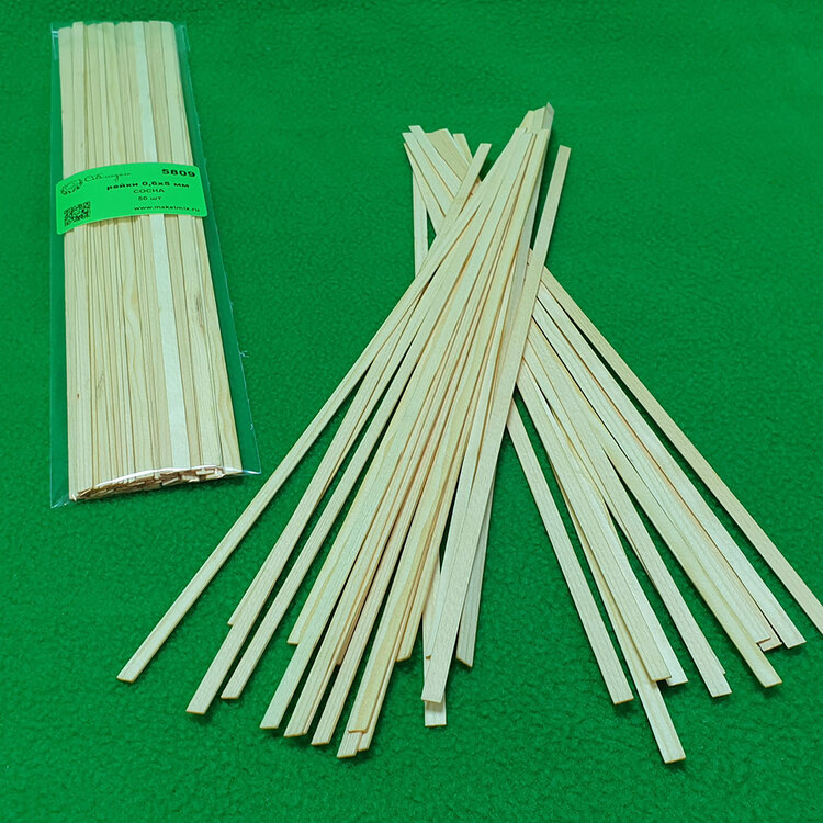 5809 рейки 0,6х5 мм - длина 300 мм - 50 шт - сосна 5809 рейки 0,6х5 мм - длина 300 мм - 50 шт - сосна