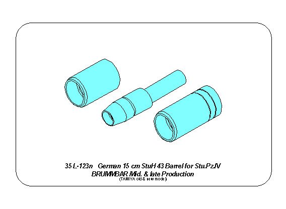 ABR-35-L-123n  Дополнения для  German 15cm StuH 43 Barrel for Stu.Pz. IV BRUMBAR middle/late для Tamiya 1/35 ABR-35-L-123n  Дополнения для  German 15cm StuH 43 Barrel for Stu.Pz. IV BRUMBAR middle/late для Tamiya 1/35