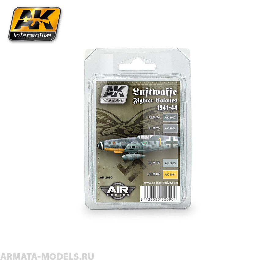 AK2090 Набор акриловых красок LUFTWAFFE FIGHTER COLORS 1941-44 AK2090 Набор акриловых красок LUFTWAFFE FIGHTER COLORS 1941-44