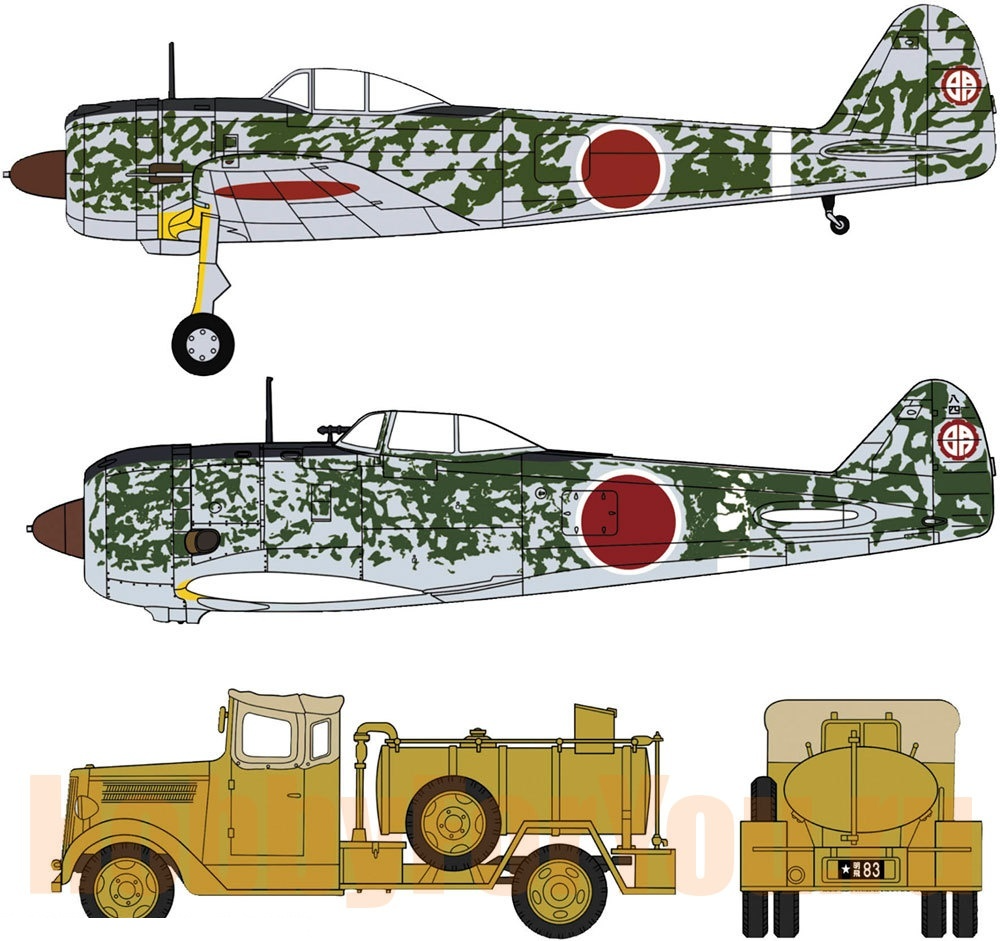 02248 Набор Nakajima Ki43-II and Ki44-II Shoki Flying School w/TX40 Fuel Truck (HASEGAWA) 1/72 Hasegawa