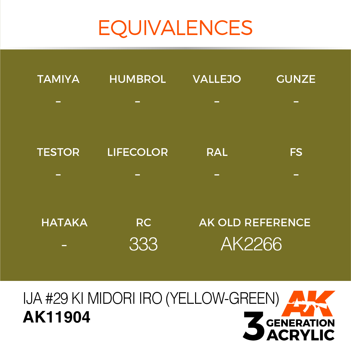 AK11904 Краска акриловая 3Gen IJA #29 Ki Midori iro (Yellow-Green)