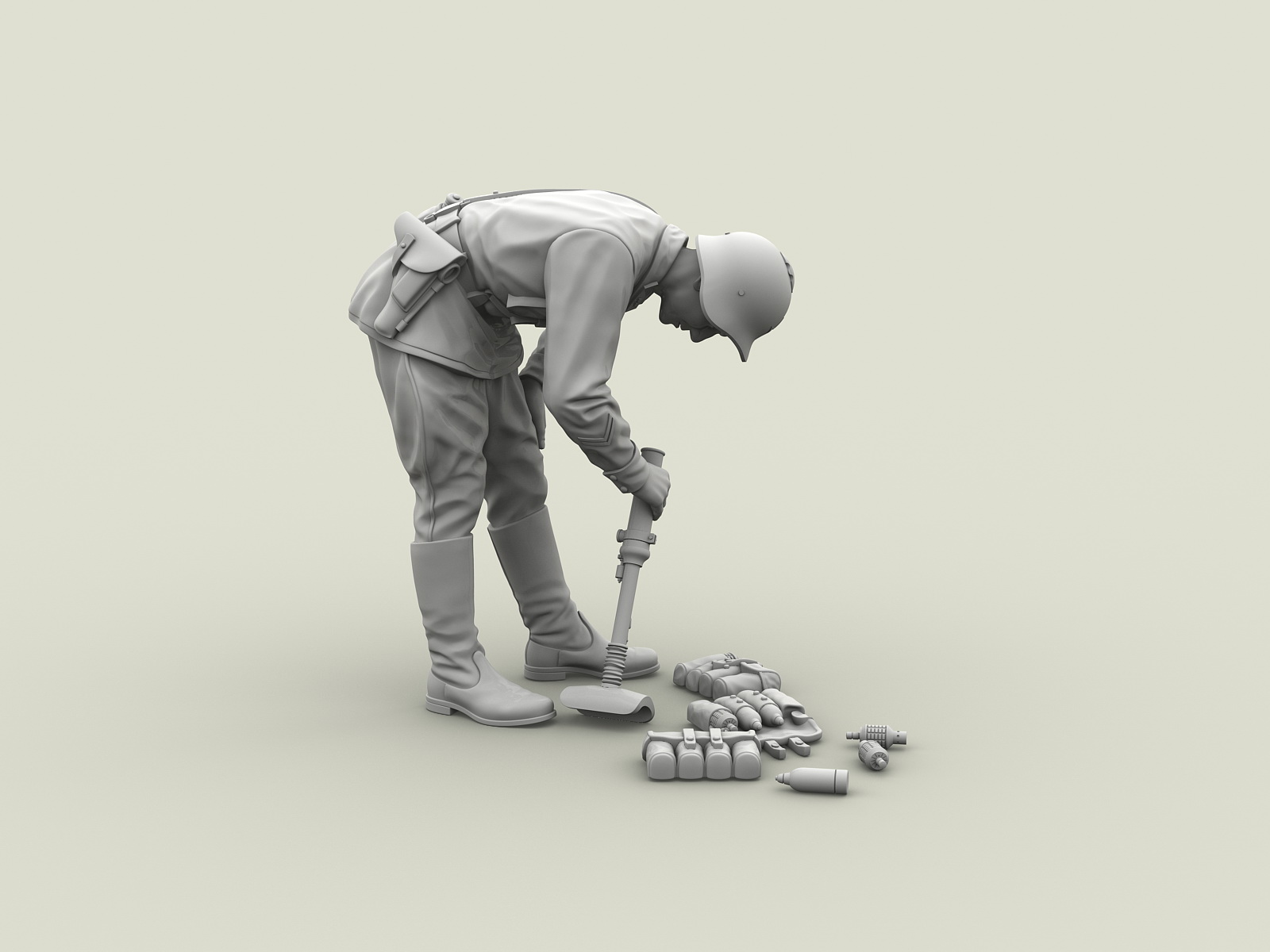 3127SOGA Лейтенант РККА с трофейным миномётом Тип 89. Халхин-Гол. 1939 г. SOGA Miniatures