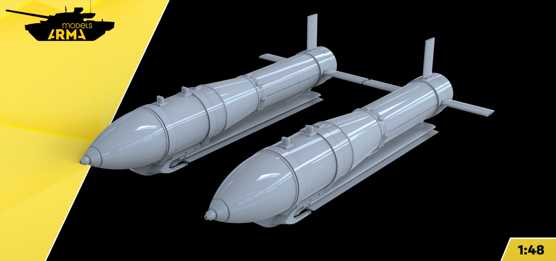 AM48372 Авиабомба ФАБ-500 УМПК реактивная с увеличенной дальностью 2 шт. (Не для свободной продажи) Arma Models