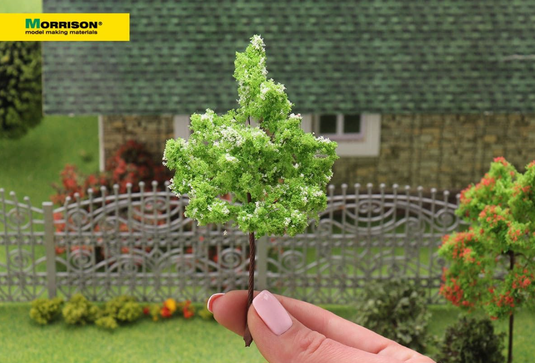 011dcv015 Белое цветущее дерево для макета. Высота 10 см.